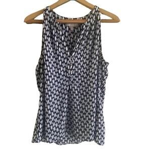 Banana Republic Blue White Geometric Sleeveless Blouse‎ Sz M